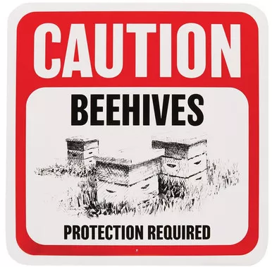 bee-hive-protection-required-warning-sign Bee Hive Protection Required Warning Sign