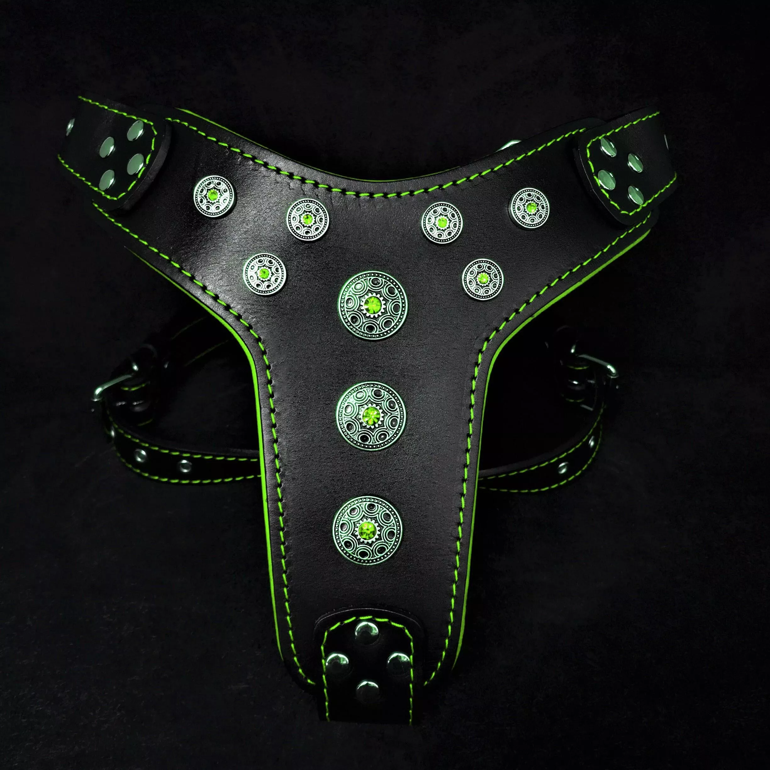 bijou-harness-black-green-big-dogs ''Bijou'' harness Black & Green for big dogs