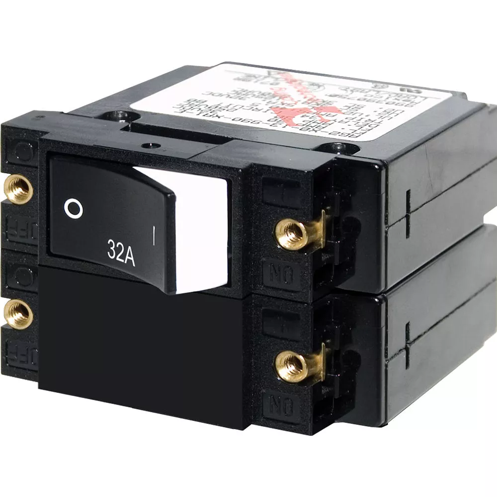 Blue Sea 7575 A-Series Raised Rocker Circuit Breaker – Double Pole – 32A [7575]