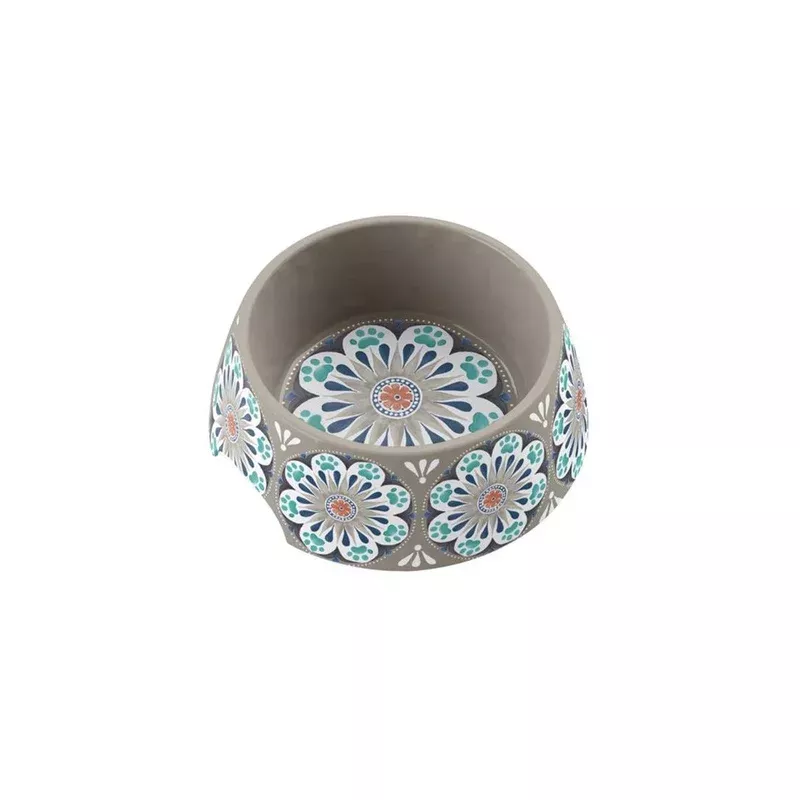 carmel-medallion-grey-melamine-pet-bowl-medium Carmel Medallion Grey Melamine Pet Bowl – Medium