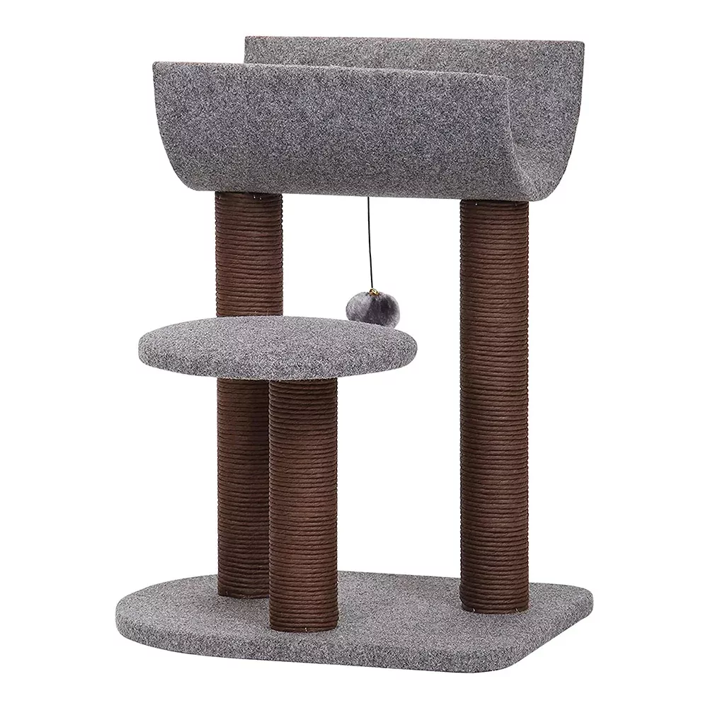 catry-cat-felt-gray-cat-tower-with-scratching-post-cat-tower Catry Cat - Felt Gray Cat Tower With Scratching Post - Cat Tower
