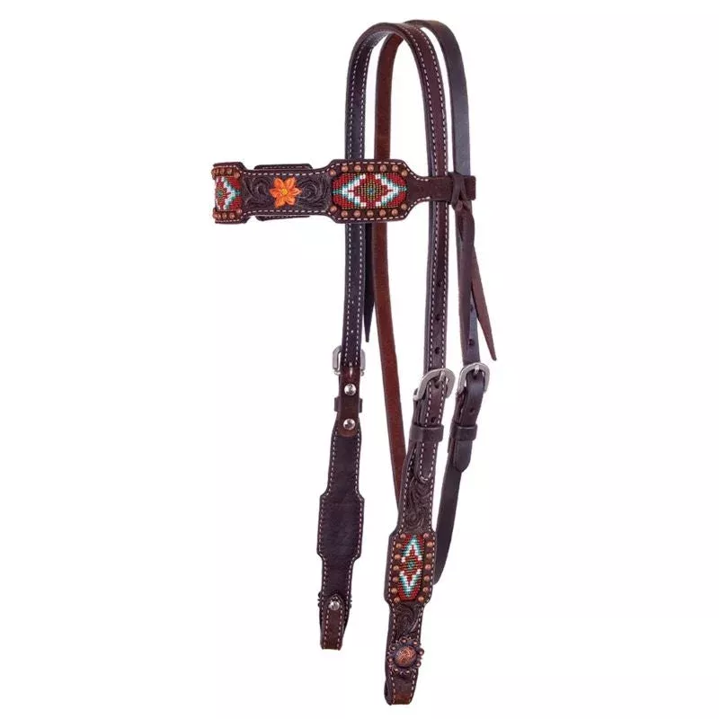 circle-y-metallic-choc-roughout-browband-headstall Circle Y Metallic Choc Roughout Browband Headstall