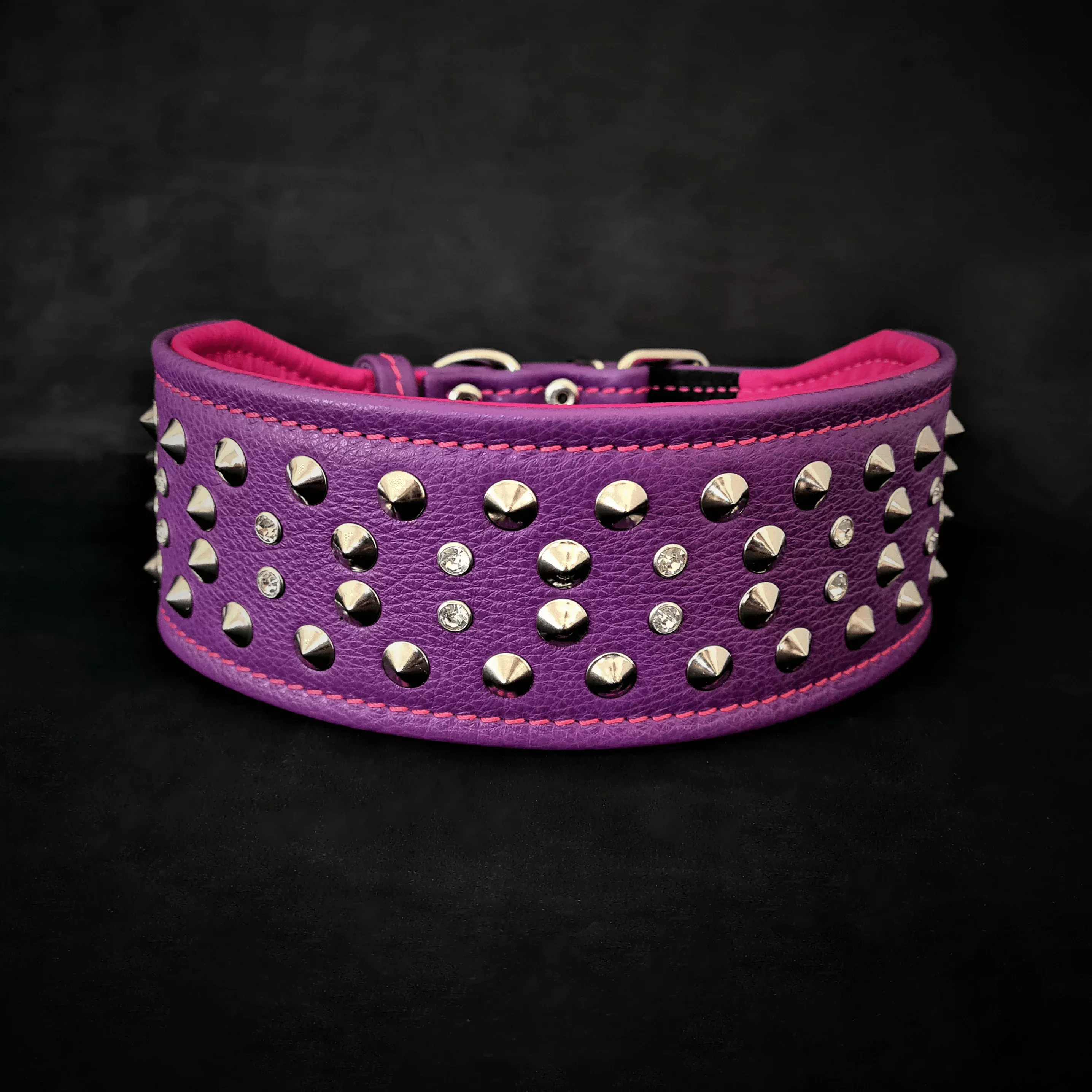 crystal-2-8-inch-wide-soft-leather-collar "Crystal" 2.8 inch wide soft leather collar