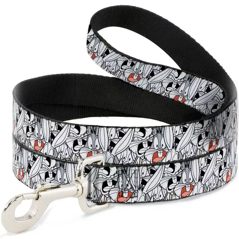 dog-leash-bugs-bunny-expressions-stacked-white-black-gray Dog Leash – Bugs Bunny Expressions Stacked White/Black/Gray