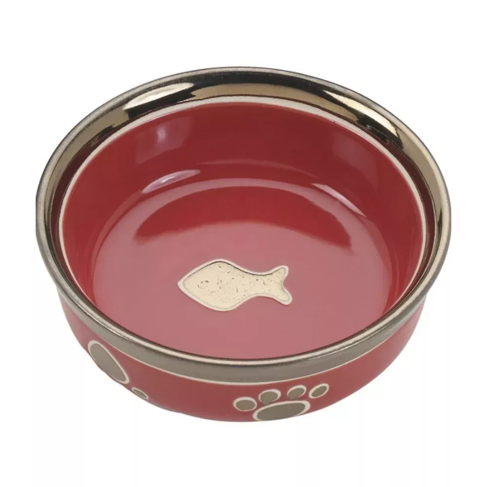 ethical-ritz-copper-rim-cat-dish-red-5 Ethical - Ritz Copper Rim Cat Dish Red 5"