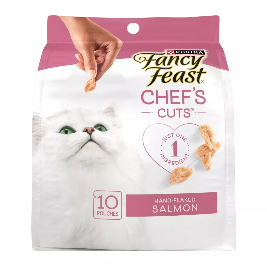 Fancy Feast Purely Natual Hand-Flaked Salmon Cat Treats (10 pouches)