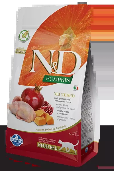 Farmina - N&D - Pumpkin - Quail & Pomegranate - Neutered Cat - Dry Cat Food