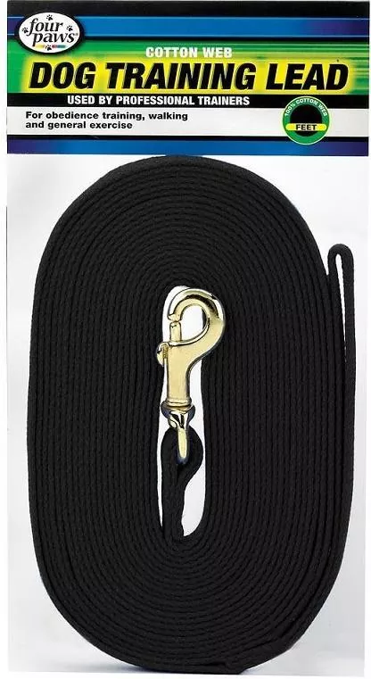 four-paws-black-cotton-web-dog-training-lead Four Paws Black Cotton Web Dog Training Lead