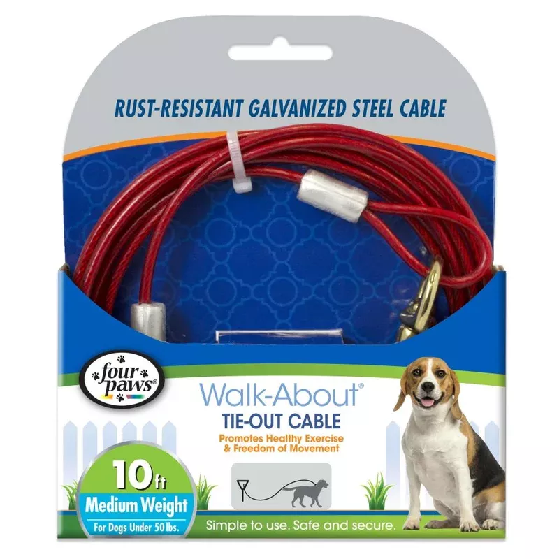 four-paws-walk-about-tie-out-cable-medium-weight Four Paws Walk-About Tie-Out Cable - Medium Weight