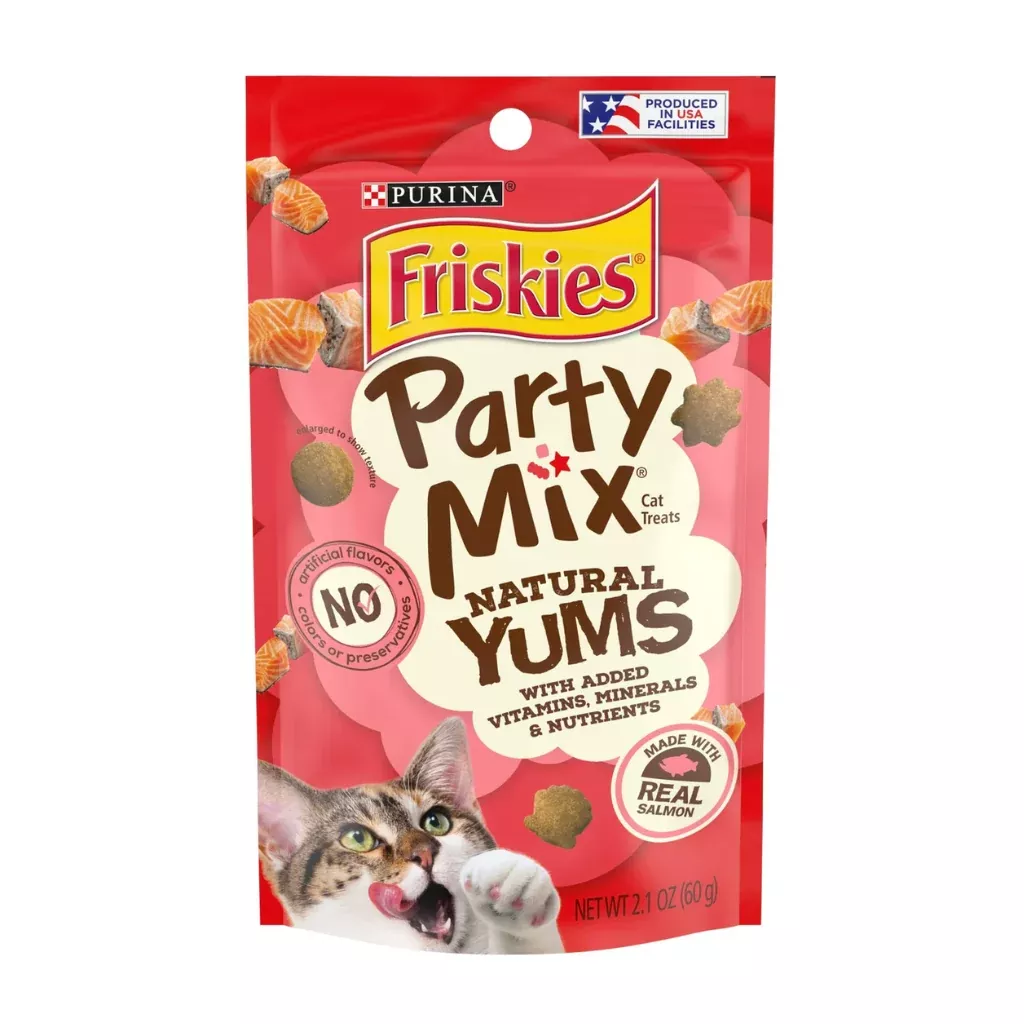Friskies Party Mix Naturals Real Salmon Crunchy Cat Treats (2.1 oz)