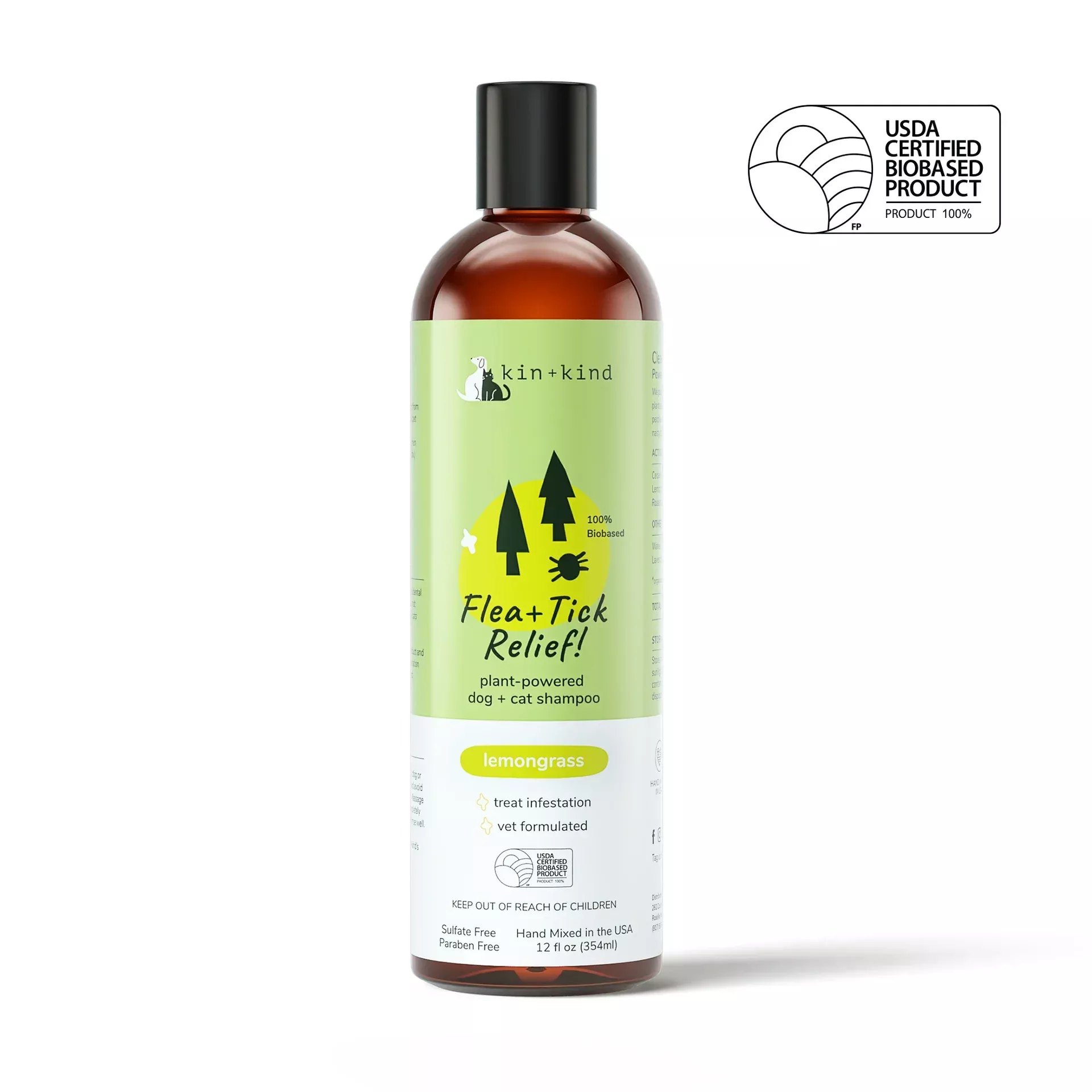 kin-kind-flea-tick-shampoo-cats-dogs-lemongrass kin+kind Flea/Tick Shampoo for Cats and Dogs - Lemongrass