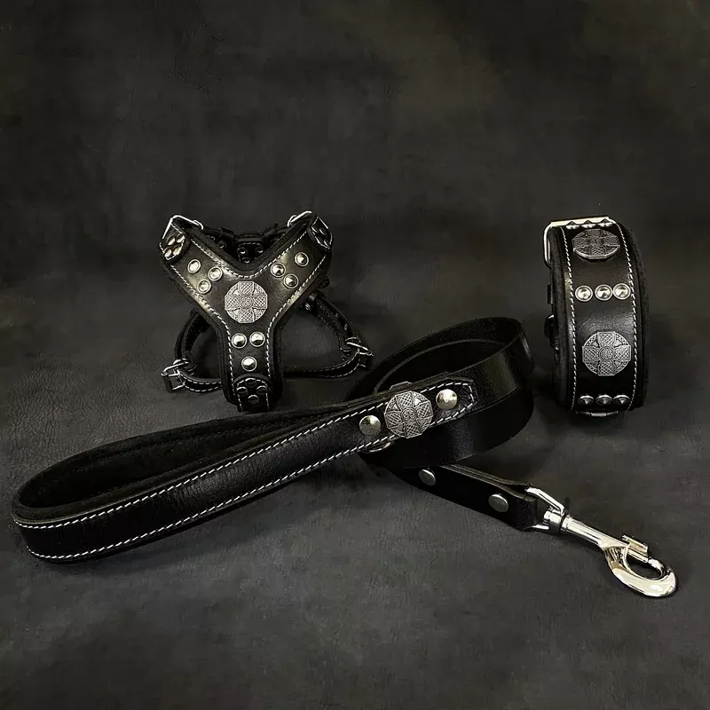 maximus-black-silver-small-dog-set-harness-collar-lead “Maximus Black&Silver” Small dog SET – Harness – collar – lead