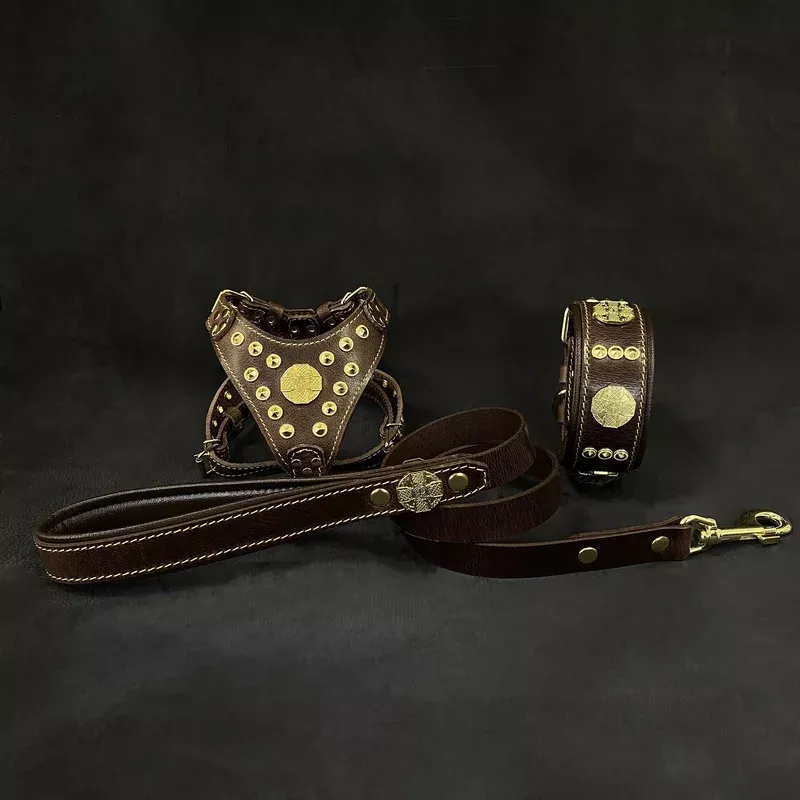 maximus-brown-gold-small-dog-set-harness-collar-lead “Maximus Brown&Gold” Small dog SET – Harness – collar – lead
