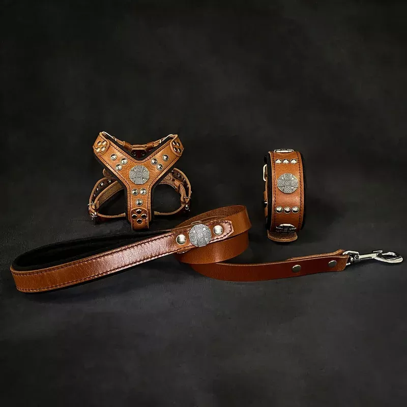 maximus-brown-silver-small-dog-set-harness-collar-lead “Maximus Brown&Silver” Small dog SET – Harness – collar – lead
