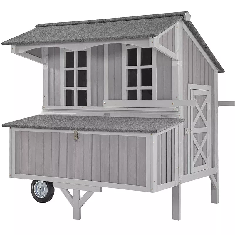 medehoo-chicken-coop-outdoor-chicken-house-with-large-wheels-nesting-box-pull-on MEDEHOO Chicken Coop Outdoor Chicken House with Large Wheels Nesting Box Pull-on Tray UV-Resistant Roof