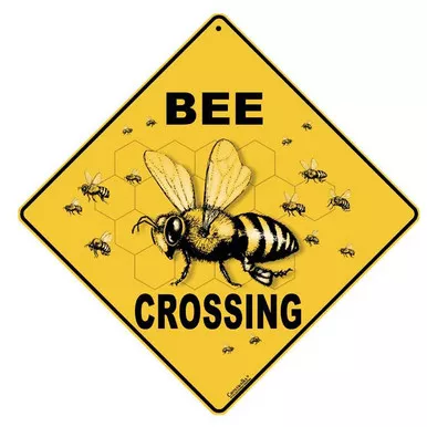 metal-bee-crossing-sign Metal Bee Crossing Sign