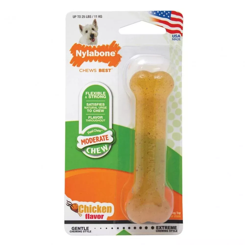nylabone-flexichew-chicken-flavor-bone-dog-toy Nylabone FlexiChew Chicken Flavor Bone Dog Toy