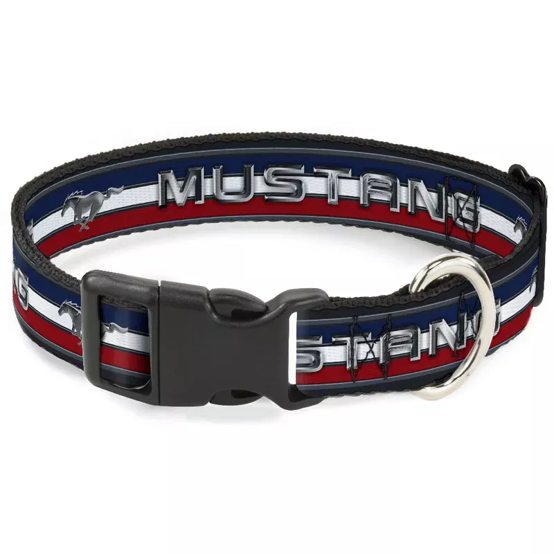 plastic-clip-collar-mustang-text-w-tri-bar-stripe Plastic Clip Collar – Mustang/Text w/Tri-Bar Stripe