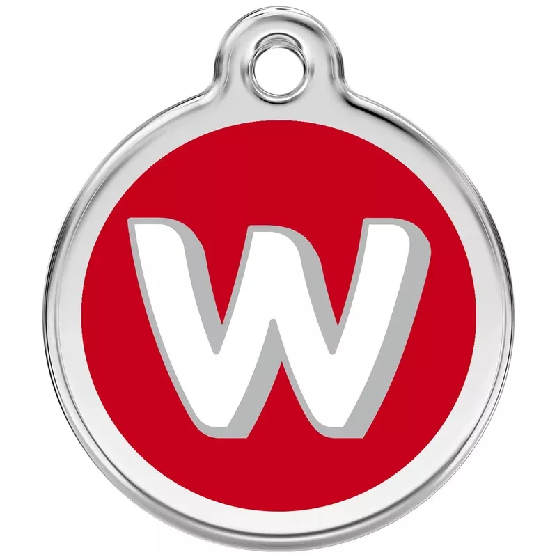 red-dingo-alphabet-tag-letter-w-pet-id Red Dingo Alphabet Tag Letter W Pet ID