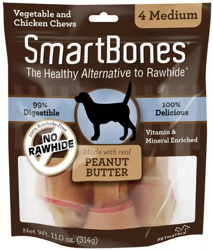 smartbones-medium-peanut-butter-chew-bones-dog-treats Smartbones Medium Peanut Butter Chew Bones Dog Treats