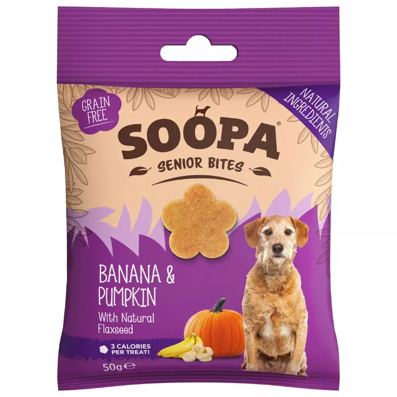 Soopa Senior Bites Banana & Pumpkin Dog Treats 50g
