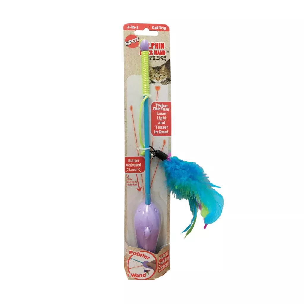 spot-dolphin-teaser-wand-laser-cat-toy-assorted-12-in Spot Dolphin Teaser Wand & Laser Cat Toy, Assorted, 12-in