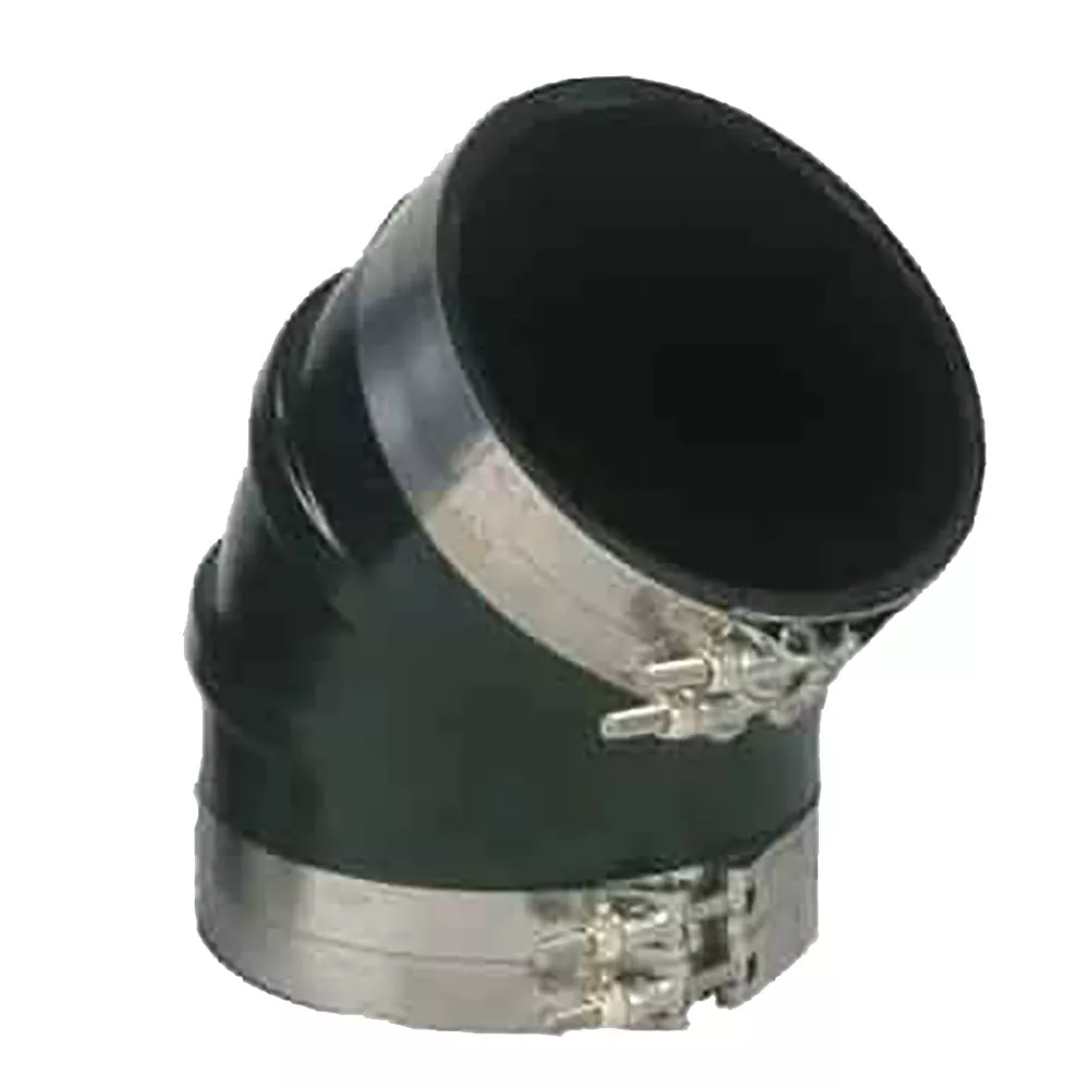 Trident Marine 8″ ID 45-Degree EPDM Black Rubber Molded Wet Exhaust Elbow w/4 T-Bolt Clamps [TRL-845-S/S]