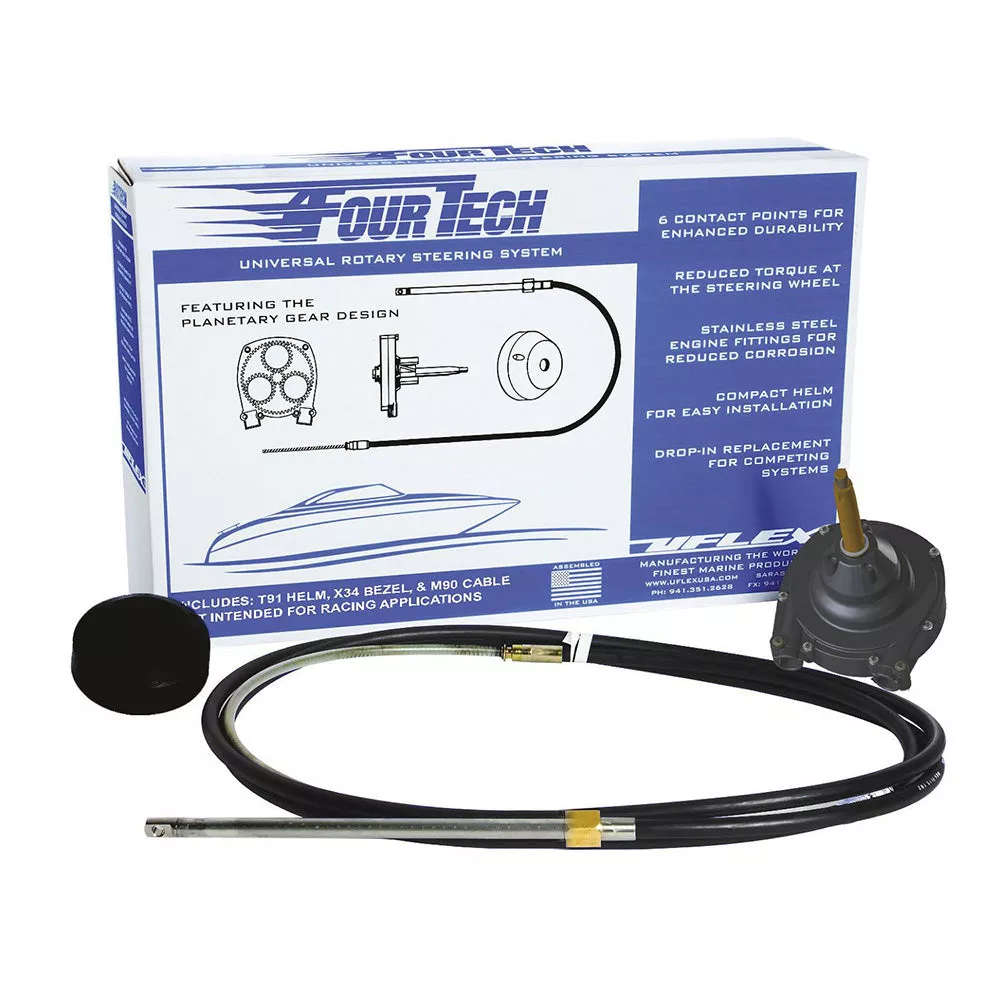 Uflex Fourtech 6 Black Mach Rotary Steering System w/Helm, BezelCable [FOURTECHBLK06]