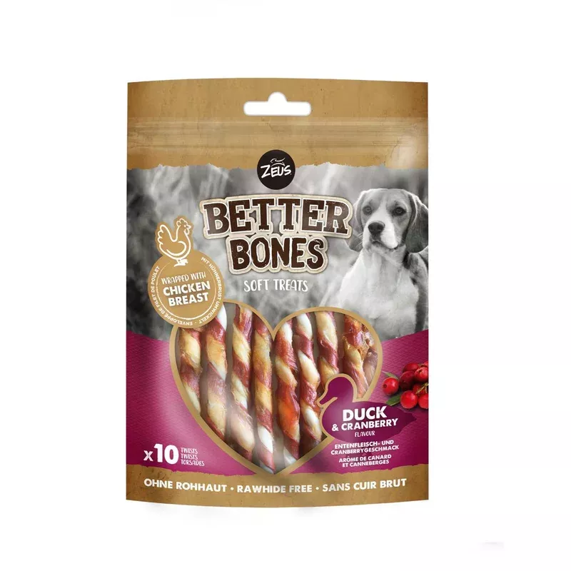 zeus-better-bones-rawhide-alternative-duck-canberry-stick Zeus Better Bones Rawhide Alternative Duck & Canberry Stick