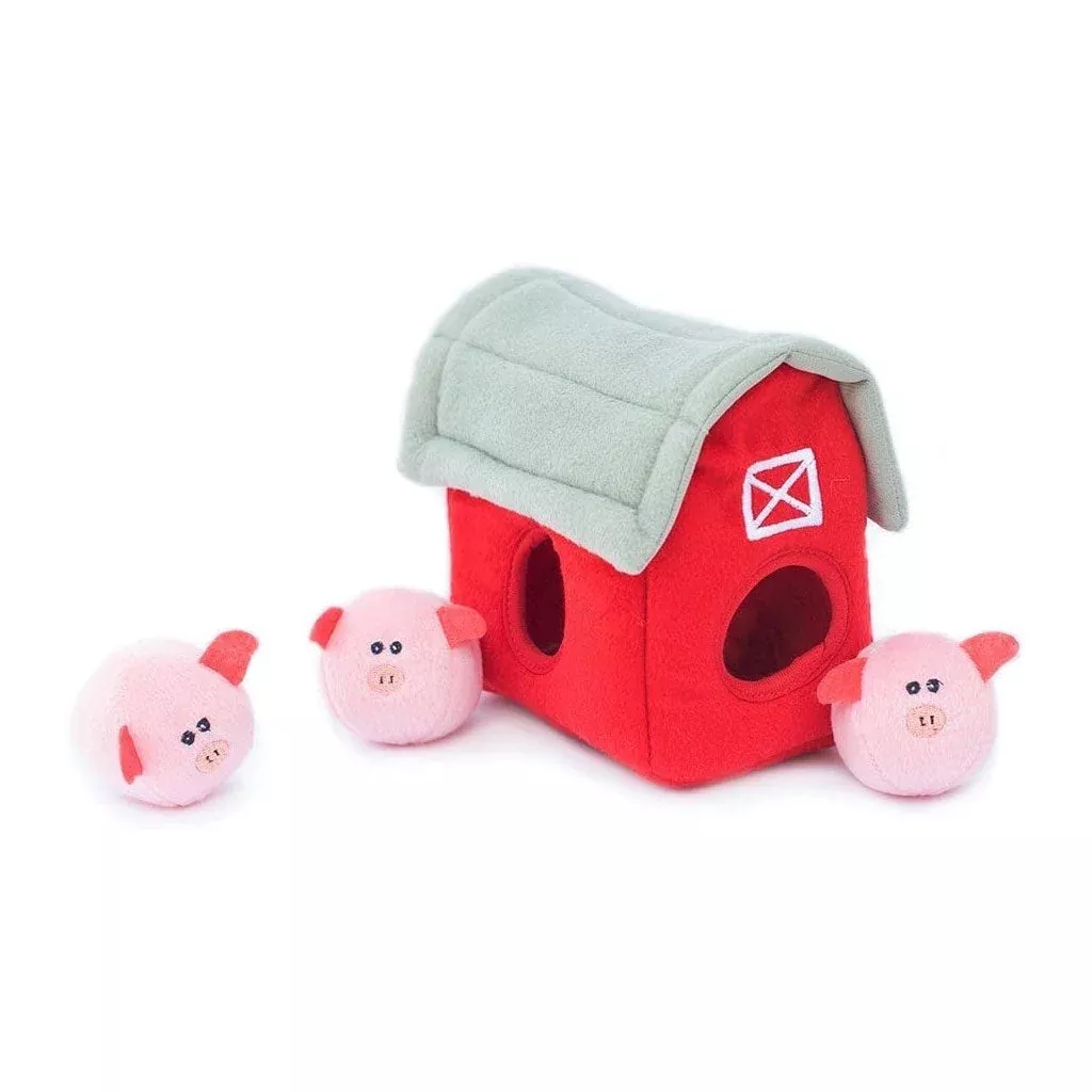 zippypaws-zippy-burrow-dog-toy-barn-with-pig-bubble-babies-medium ZippyPaws Zippy Burrow Dog Toy Barn with Pig Bubble Babies, Medium